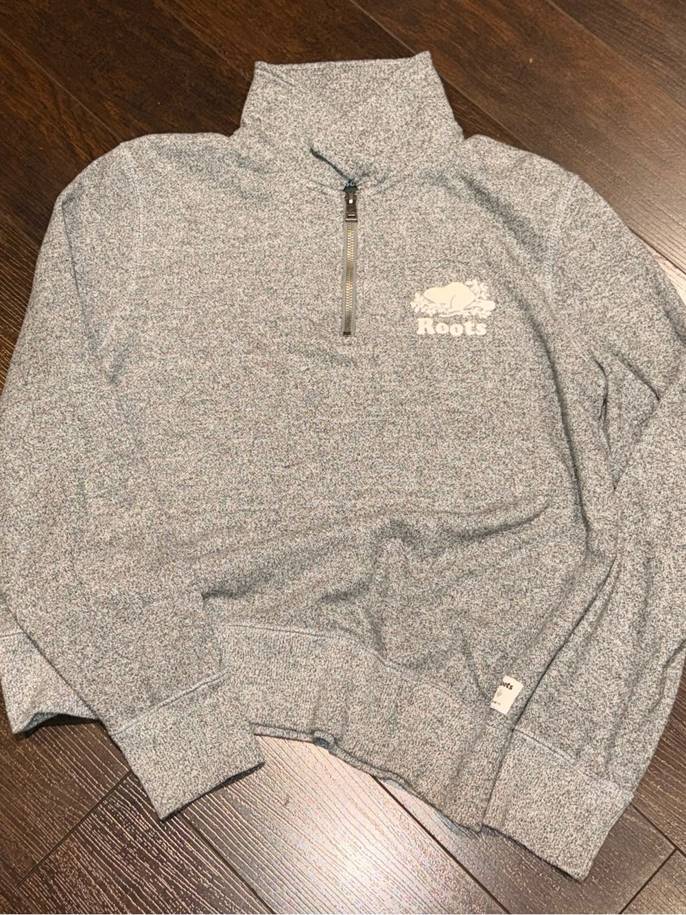 Roots Canada Salt & Pepper Quarter 1/4 Zip Sweater Women's Size Large